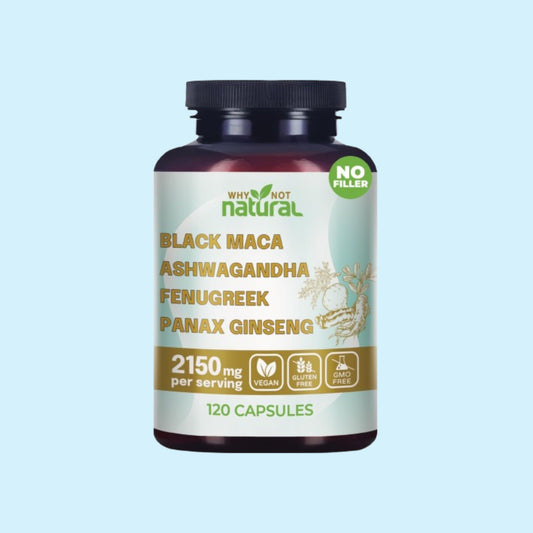 4-in-1 Organic Black Maca Root, Ashwagandha, Fenugreek, Panax Ginseng Supplement
